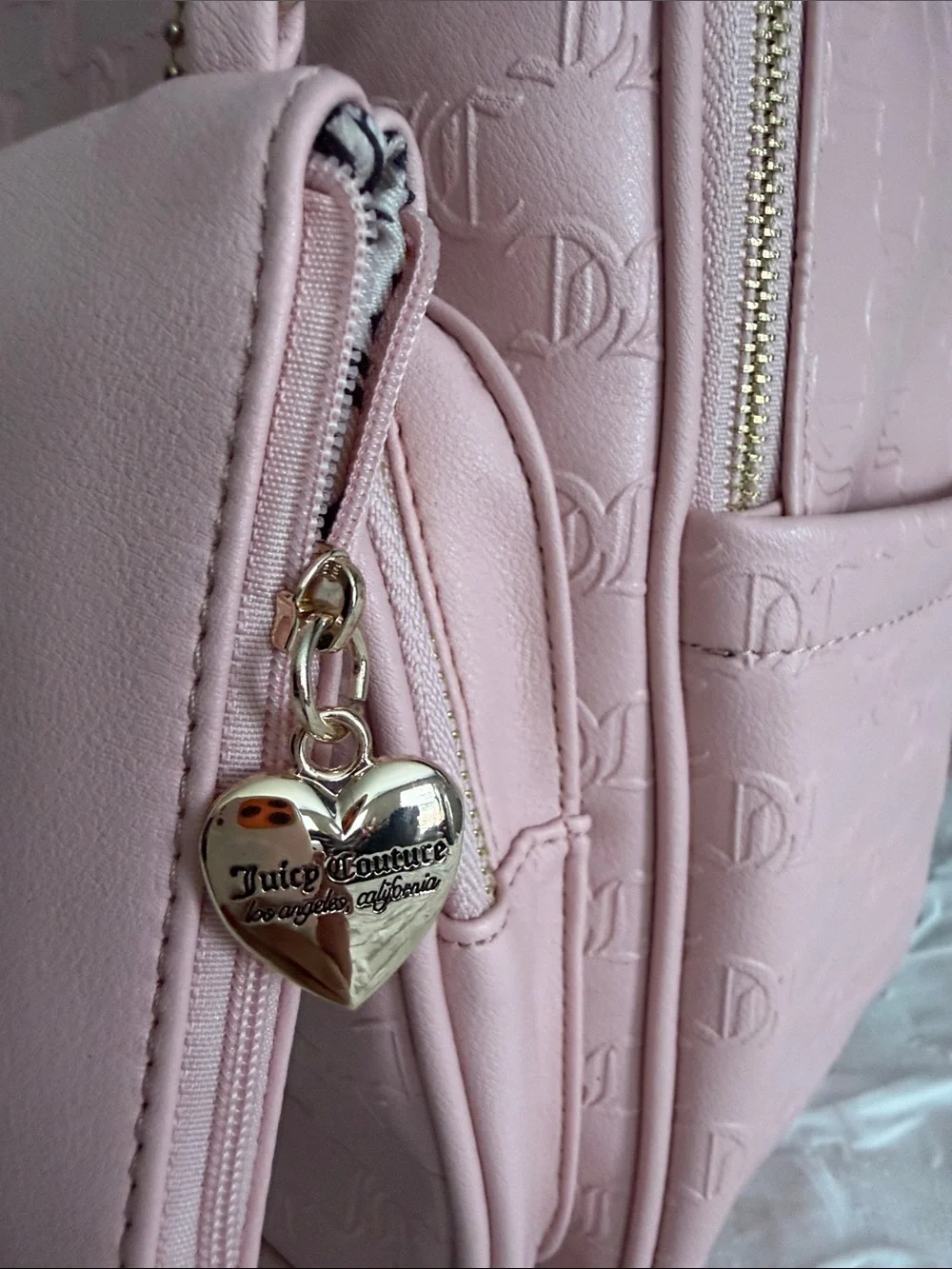 Juicy Couture Blush Pink Embossed Logo Backpack Brand New !!